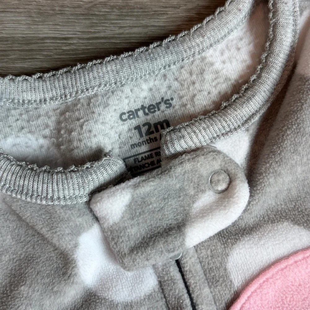 Carter's baby girls polkadot print heart fleece zip up footie